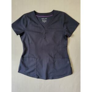 Purple Label Healing Hands Navy Stretch Scrub Top XS